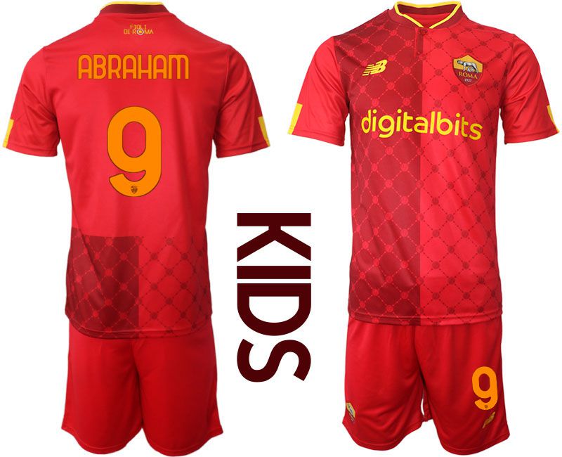 Youth 2022-2023 Club AS Rome home red #9 Soccer Jersey